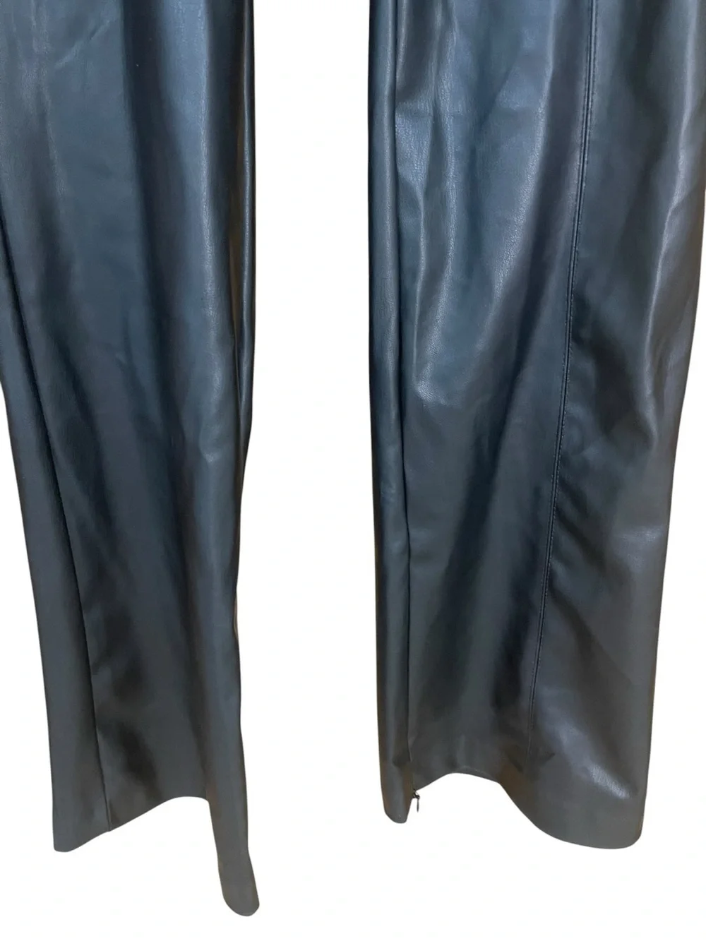 Zara Faux Leather Flared Trousers Pants Black